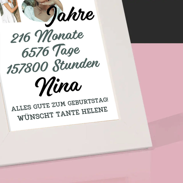 Buchstaben-Collage: 18 Jahre Countdown - Bilderrahmen