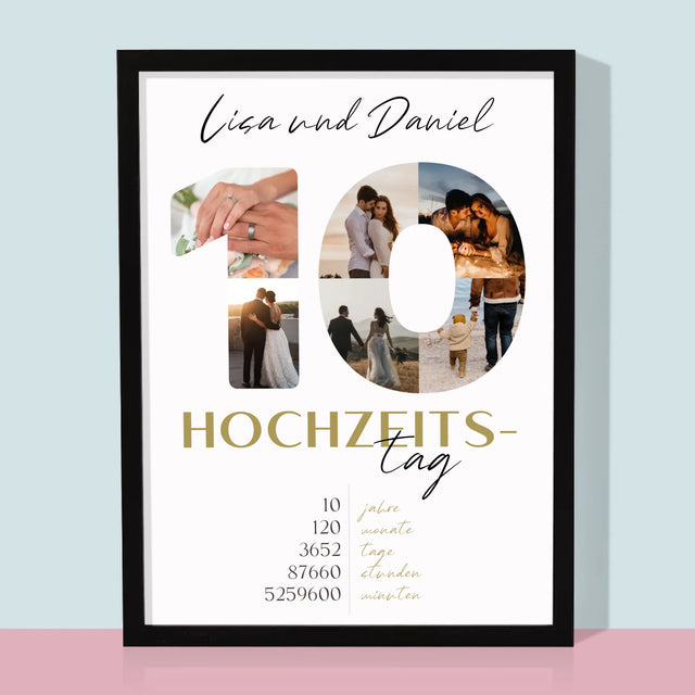 Buchstaben-Collage: 10. Hochzeitstag - Druck Mit Rahmen 30X40