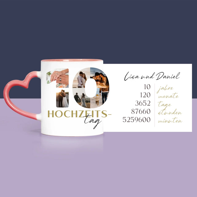 Buchstaben-Collage: 10. Hochzeitstag - Geschenkset Mit Tasse, Teddybär Und Süßigkeiten