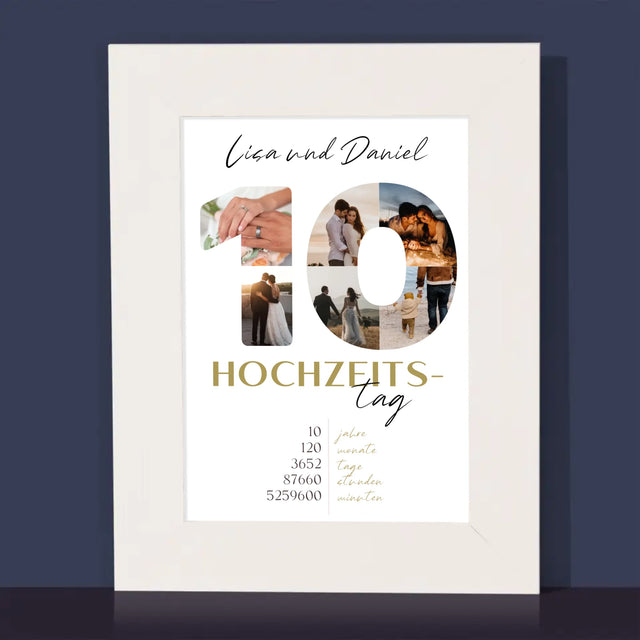 Buchstaben-Collage: 10. Hochzeitstag - Bilderrahmen