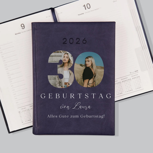 Buchstaben-Collage: 30. Geburtstag Signatur - Buchkalender