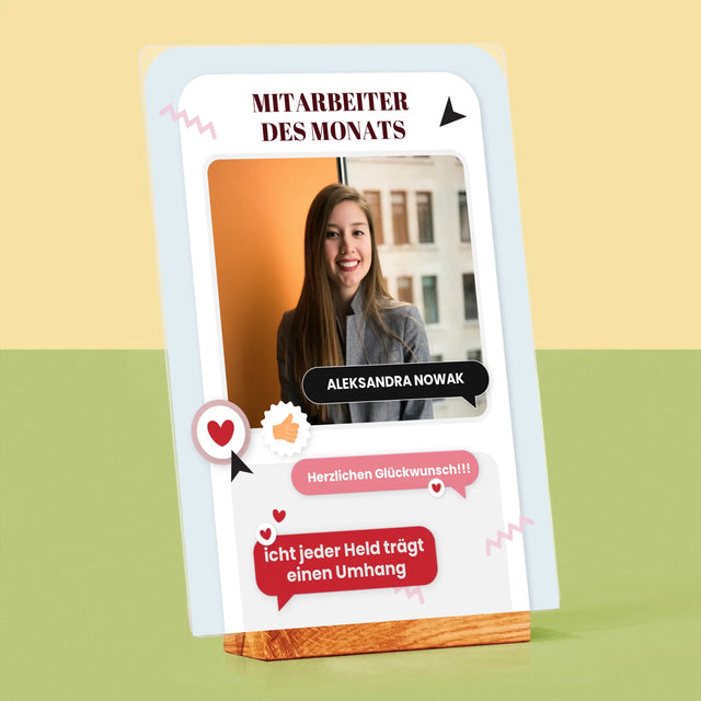 Foto Und Unterschrift: Mitarbeiter Des Monats - Druck Auf Acrylglas