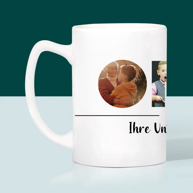 Buchstaben-Collage: Oma - Tasse