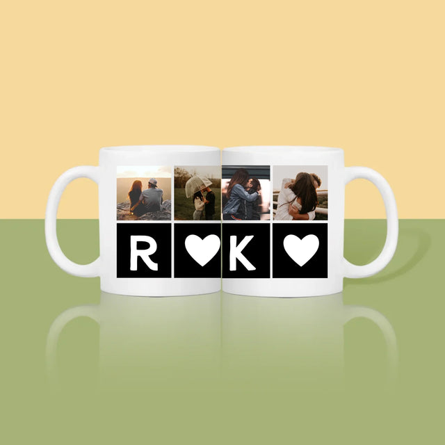 Fotocollage: Liebesmonogramme Mit Fotos - Tasse
