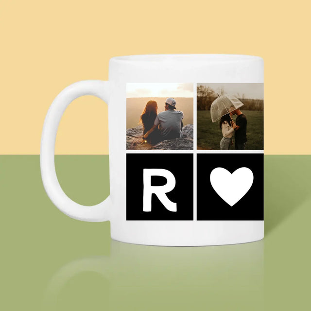Fotocollage: Liebesmonogramme Mit Fotos - Tasse