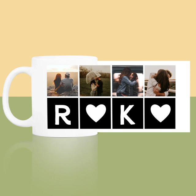 Fotocollage: Liebesmonogramme Mit Fotos - Tasse