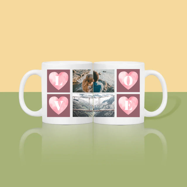 Fotocollage: Herzen Love - Tasse