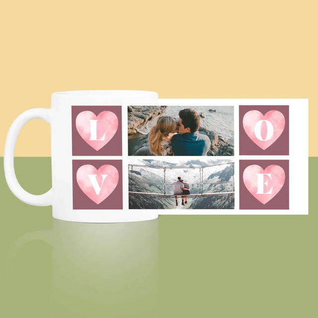 Fotocollage: Herzen Love - Tasse