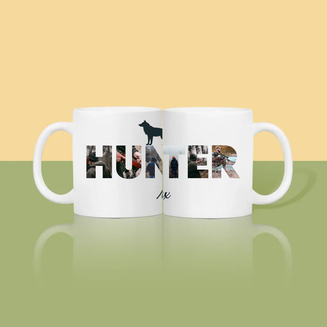 Buchstaben-Collage: Hunter - Tasse
