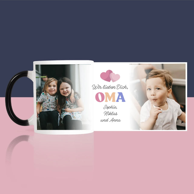 Fotocollage: Wir Lieben Dich, Oma - Tasse