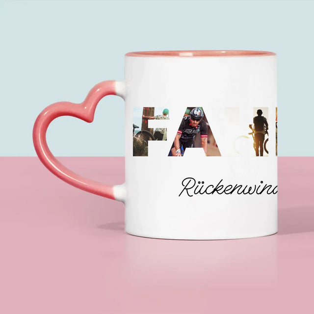 Buchstaben-Collage: Fahrrad - Tasse