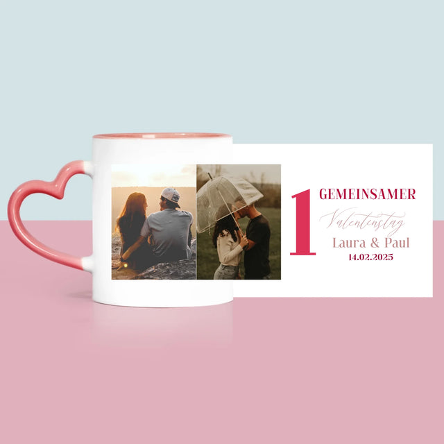 Fotocollage: Erster Gemeinsamer Valentinstag - Tasse