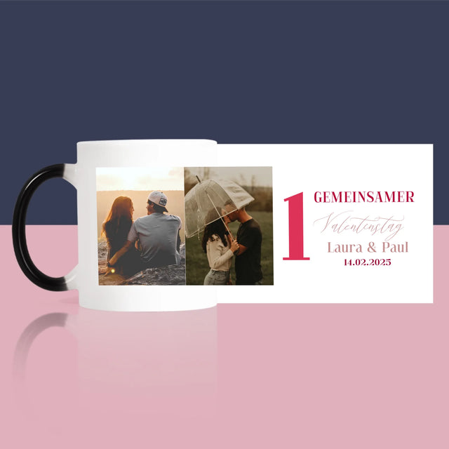 Fotocollage: Erster Gemeinsamer Valentinstag - Tasse