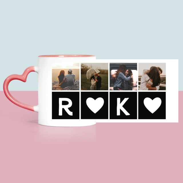 Fotocollage: Liebesmonogramme Mit Fotos - Tasse
