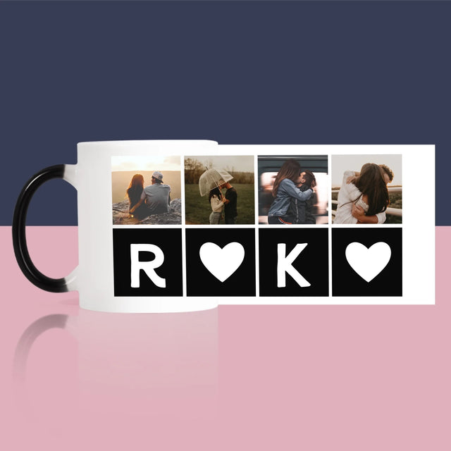 Fotocollage: Liebesmonogramme Mit Fotos - Tasse