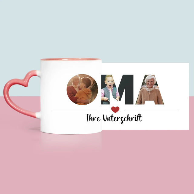 Buchstaben-Collage: Oma - Tasse
