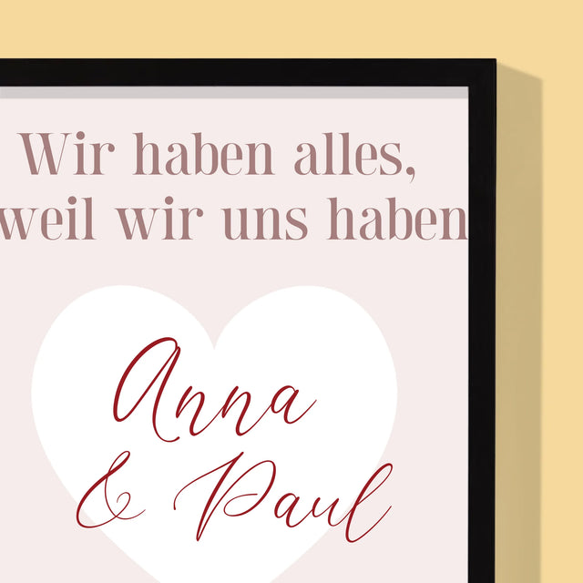 Fotocollage: Wir Haben Alles, Weil Wir Uns Haben - Druck Mit Rahmen 30X40