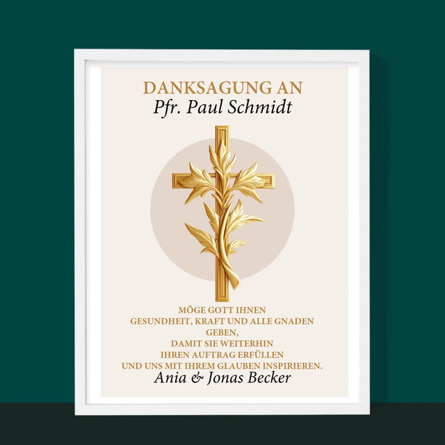 Name Und Unterschrift: Dank An Den Pfarrer - Druck Mit Rahmen 30X40