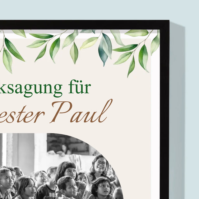 Foto Und Unterschrift: Dank An Den Priester-Kommunion - Druck Mit Rahmen 30X40