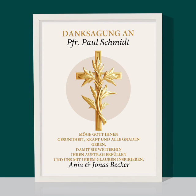 Name Und Unterschrift: Dank An Den Pfarrer - Druck Mit Rahmen 30X40