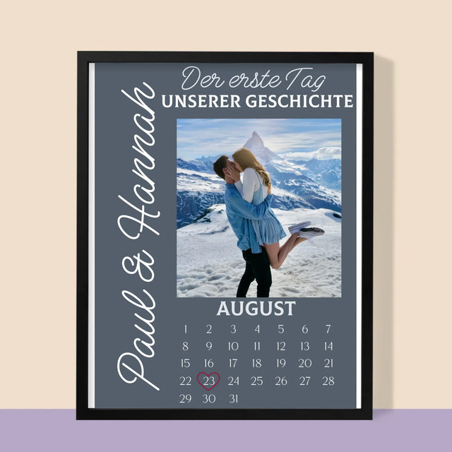 Foto Und Unterschrift: Der Erste Tag Unserer Geschichte - Druck Mit Rahmen 30X40