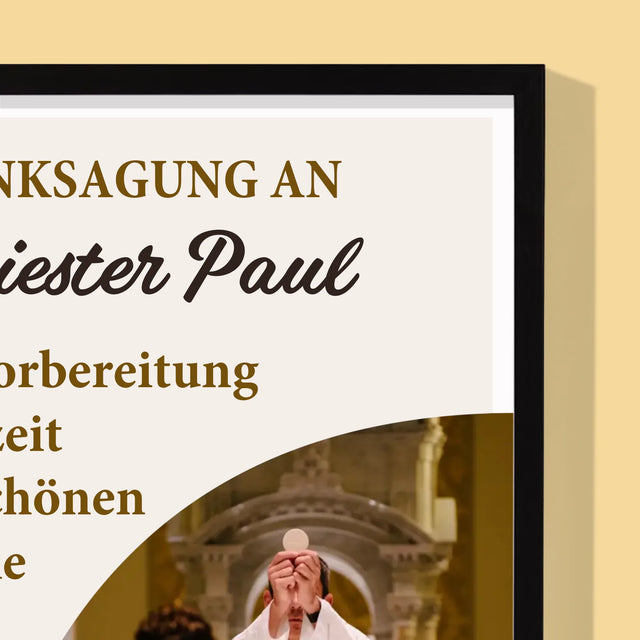 Foto Und Unterschrift: Danksagung Für Den Priester - Hochzeit - Druck Mit Rahmen 30X40