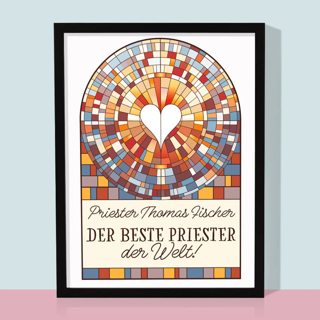 Name Und Unterschrift: Der Beste Priester Der Welt - Druck Mit Rahmen 30X40