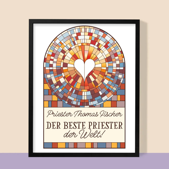 Name Und Unterschrift: Der Beste Priester Der Welt - Druck Mit Rahmen 30X40