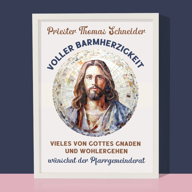 Name Und Unterschrift: Ein Priester Voller Barmherzigkeit - Druck Mit Rahmen 30X40