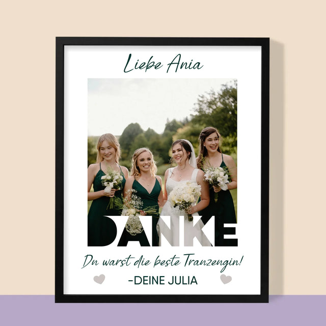 Foto Und Unterschrift: Du Warst Die Beste Trauzeugin - Druck Mit Rahmen 30X40