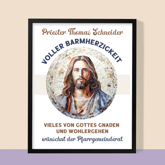 Name Und Unterschrift: Ein Priester Voller Barmherzigkeit - Druck Mit Rahmen 30X40