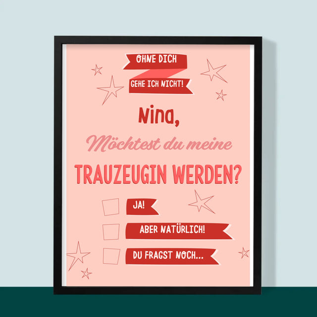 Name Und Unterschrift: Ohne Dich Gehe Ich Nicht - Druck Mit Rahmen 30X40