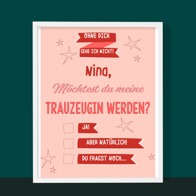 Name Und Unterschrift: Ohne Dich Gehe Ich Nicht - Druck Mit Rahmen 30X40