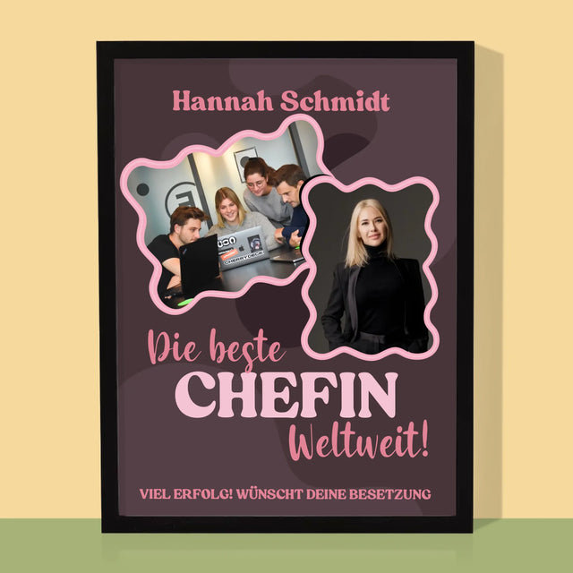 Fotocollage: Beste Chefin - Druck Mit Rahmen 30X40