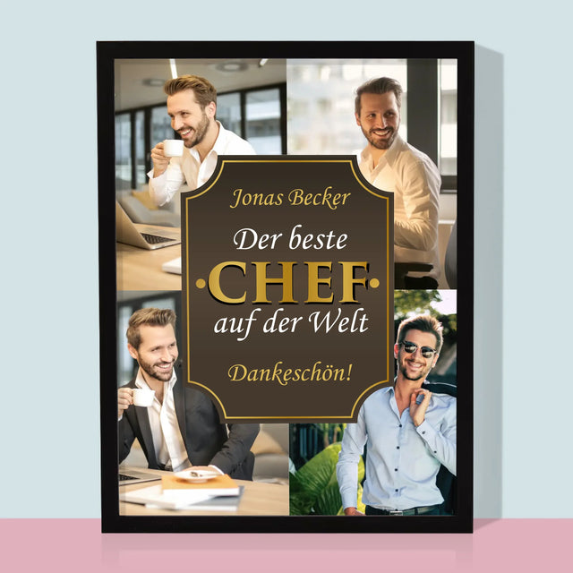 Fotocollage: Der Beste Chef Der Welt - Druck Mit Rahmen 30X40