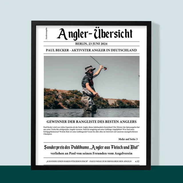 Foto Und Unterschrift: Angler- Übersicht - Druck Mit Rahmen 30X40