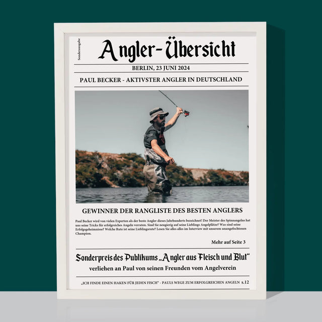Foto Und Unterschrift: Angler- Übersicht - Druck Mit Rahmen 30X40