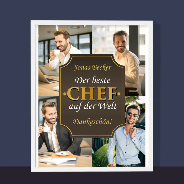 Fotocollage: Der Beste Chef Der Welt - Druck Mit Rahmen 30X40