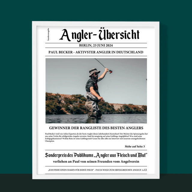 Foto Und Unterschrift: Angler- Übersicht - Druck Mit Rahmen 30X40