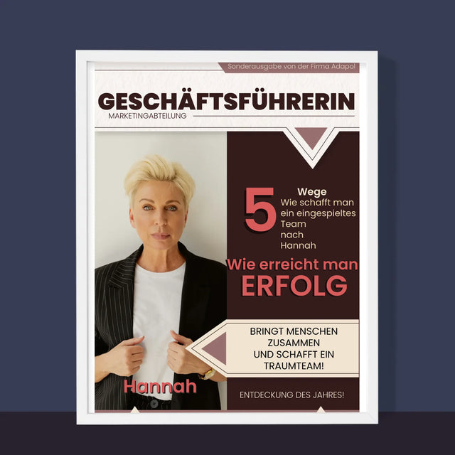 Magazin-Cover: Geschäftsführerin - Druck Mit Rahmen 30X40