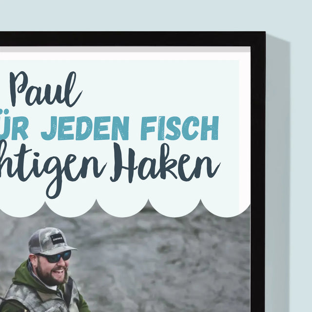 Foto Und Unterschrift: Den Haken Finden - Druck Mit Rahmen 30X40