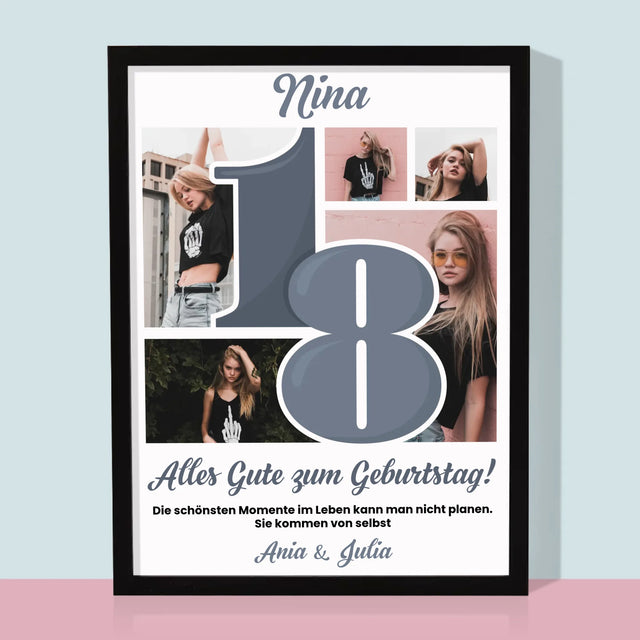 Fotocollage: 18 - Schönsten Momente - Druck Mit Rahmen 30X40