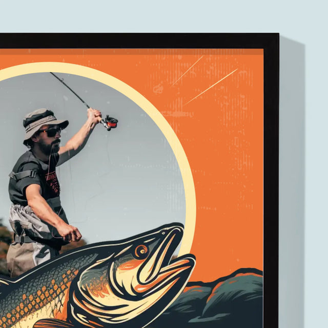 Foto Und Unterschrift: Der Beste Angler - Druck Mit Rahmen 30X40