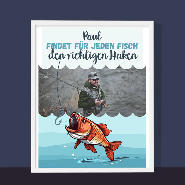 Foto Und Unterschrift: Den Haken Finden - Druck Mit Rahmen 30X40