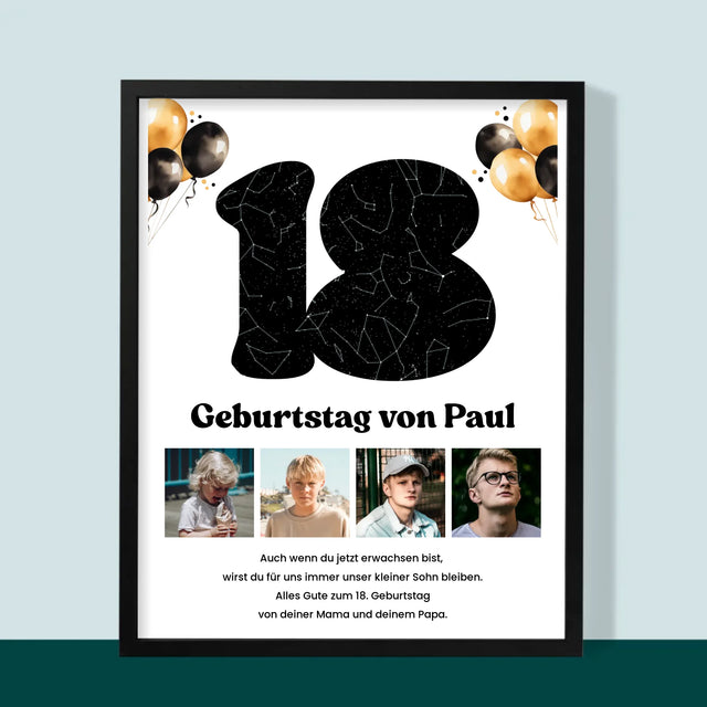 Sternkarte: 18. Geburtstag Des Stars-Mit Widmung - Druck Mit Rahmen 30X40