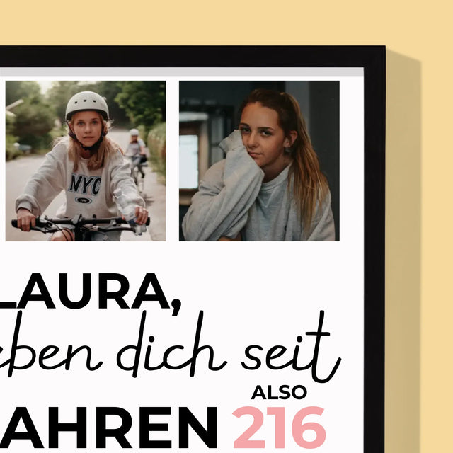 Fotocollage: Wir Lieben Dich Seit 18 Jahren - Druck Mit Rahmen 30X40