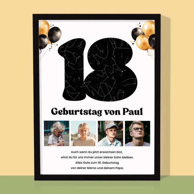 Sternkarte: 18. Geburtstag Des Stars-Mit Widmung - Druck Mit Rahmen 30X40