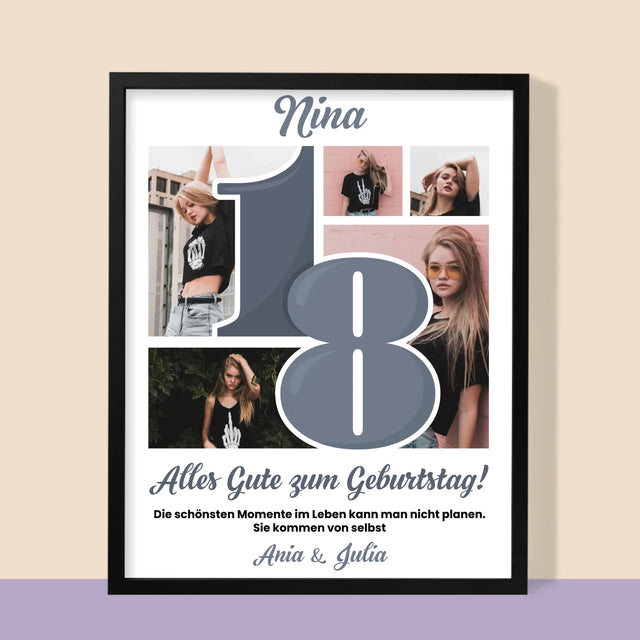 Fotocollage: 18 - Schönsten Momente - Druck Mit Rahmen 30X40