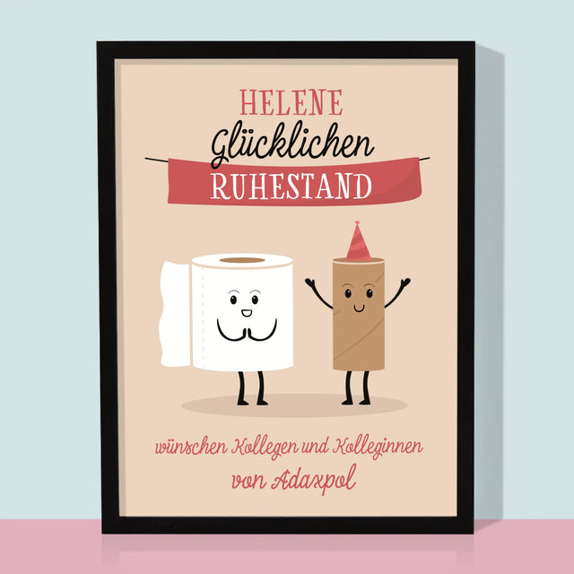 Name Und Unterschrift: Glücklichen Ruhestand - Druck Mit Rahmen 30X40