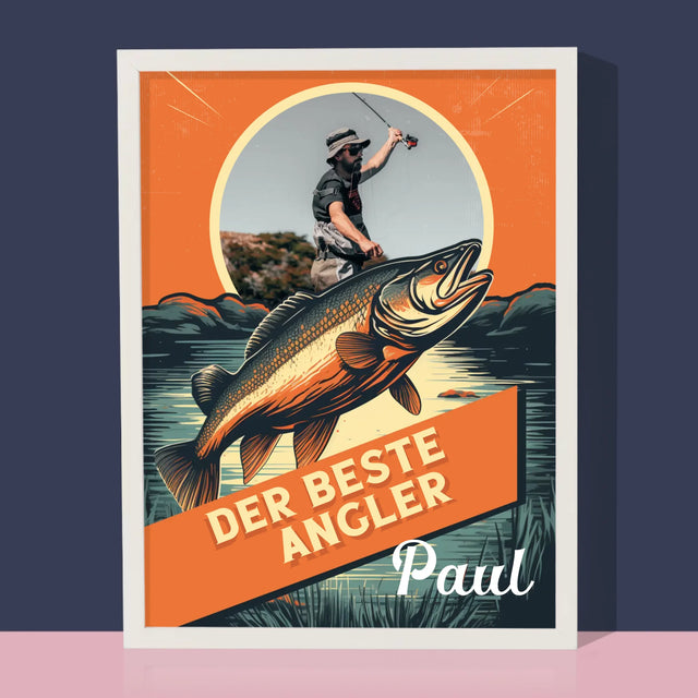 Foto Und Unterschrift: Der Beste Angler - Druck Mit Rahmen 30X40